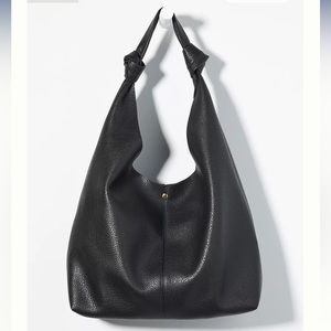 Anthropologie NWT The Love Knot Slouchy Black Leather Tote Handbag Bag